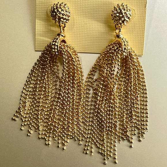 NWT Sophia & Kate Pink 3.5" Gold Plated Tassel Earring - Picture 6 of 12